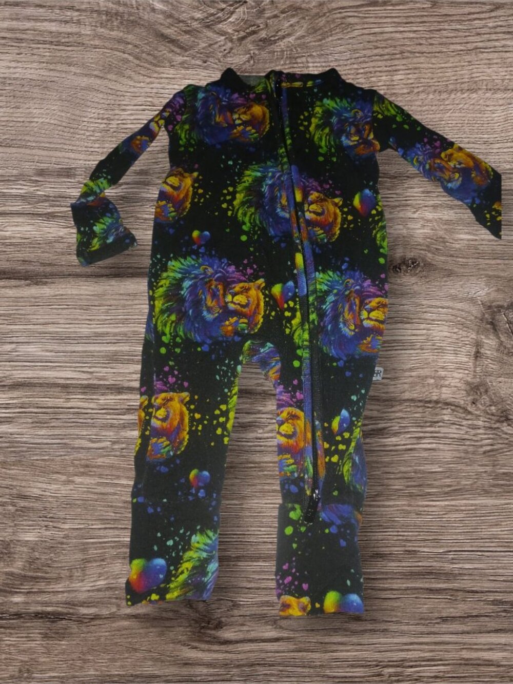 Bums & Roses Rainbow Lion Bamboo Convertible Footie Pajamas Size 0-3 Months